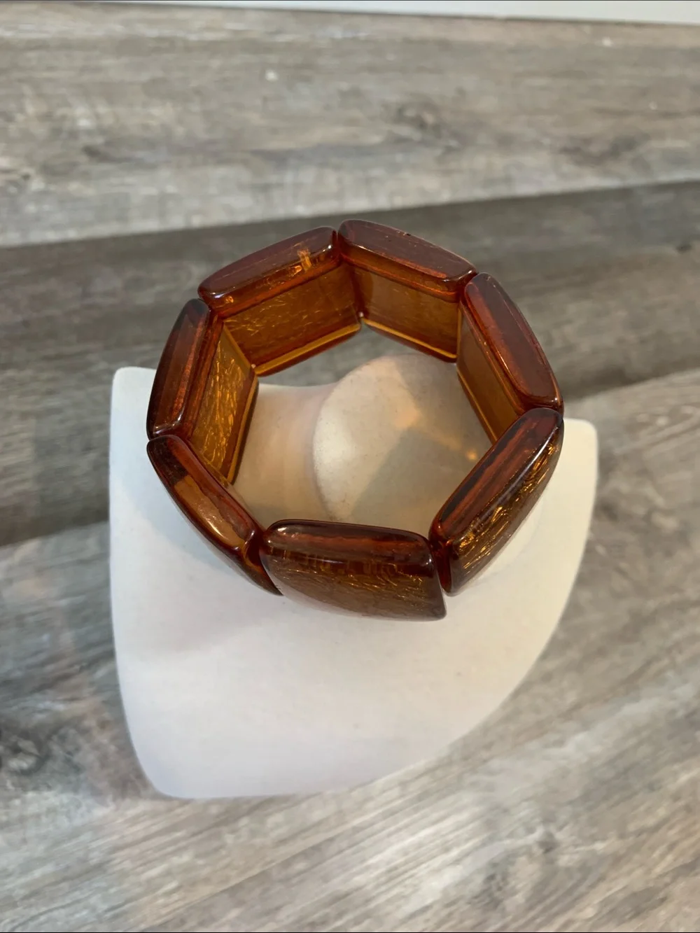 Chunky Amber Resin Stretch Bracelet